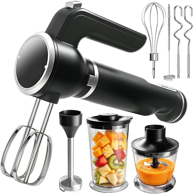 Main image of Showvigor Handmixer Electric Handheld, 6-in-1 Multifunctional Handheld Immersion Blender Bundle and Whisk, Milk Frother, Food Chopper