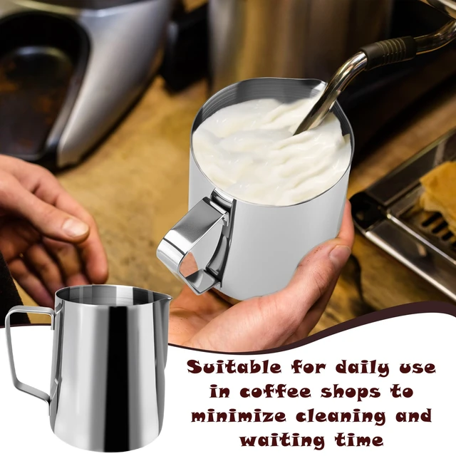 Alt view image 5 of 7 - 6 Pack Milk Frothing Pitcher Stainless Steel 20 oz Espresso Steaming Pitchers with Handle Milk Frother Cup for Kitchen Coffee Bar Latte Art Hot Chocolate