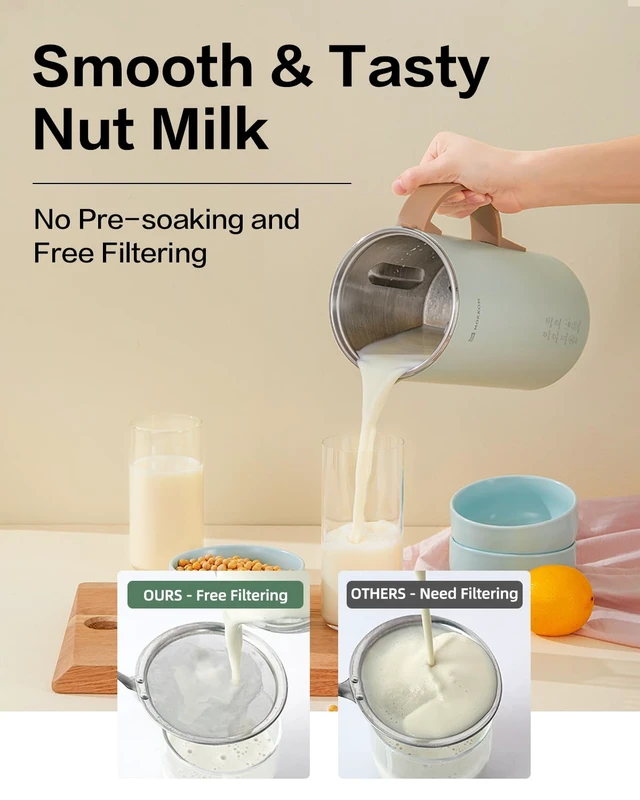 Alt view image 6 of 7 - MOKKOM Nut Milk Maker, Automatic Almond Milk Machine for Homemade Plant-Based Beverages, Oats, Soy, Dairy Free, 20 oz With Delay Start/Keep Warm/Self-Clean/Boiling, Cardamom Green