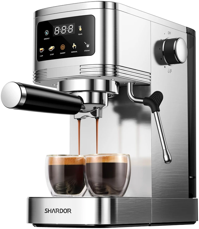 Main image of SHARDOR Espresso Machine 20 Bar, Professional Espresso Machine with Milk Frother and Touchscreen, Expresso Coffee Machines with Adjustable Temperature,for Cappuccino, Latte, Stainless Steel, Silver