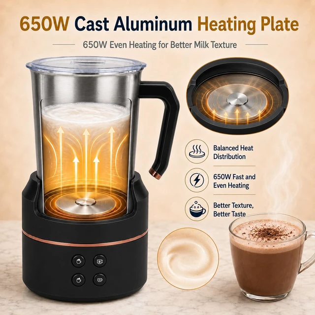 Alt view image 4 of 6 - Automatic Milk Frother and Warmer with Removable Jug, 4-in-1, Black | 4 modes, 500ml/16.9oz removable jug, and a spout for latte art. The jug can go in the dishwasher for easy cleaning after use.
