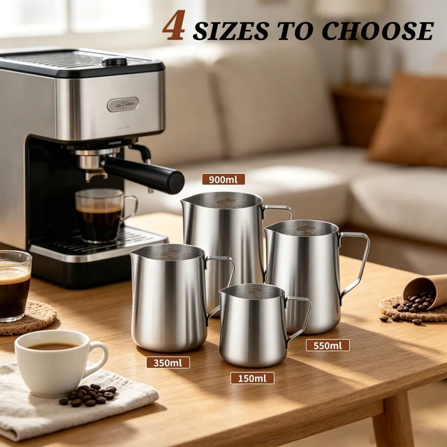 Alt view image 2 of 7 - VAKUKK Milk Forther Cup for Coffee Cappuccino Latte Art(6,550ml/18 oz) | Precision Spout,Easy Pour, Comfortable Handle,Easy Grip,Lightweight,Portable,Shatterproof,Durable