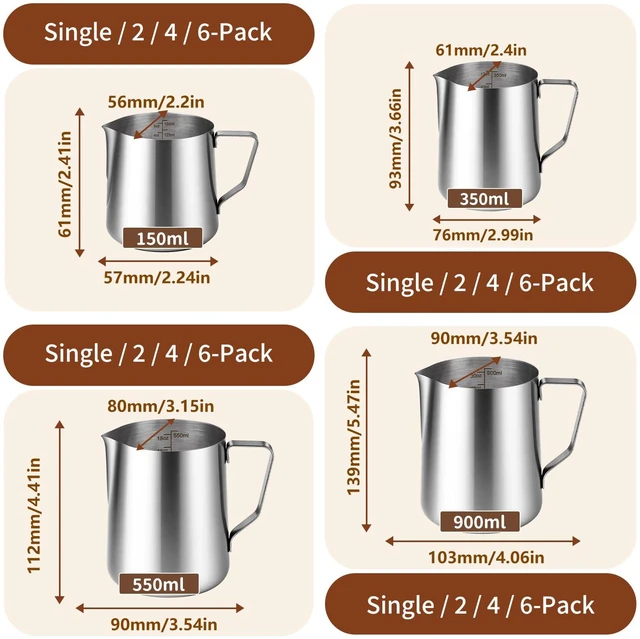 Alt view image 5 of 7 - VAKUKK Milk Forther Cup for Coffee Cappuccino Latte Art(6,550ml/18 oz) | Precision Spout,Easy Pour, Comfortable Handle,Easy Grip,Lightweight,Portable,Shatterproof,Durable