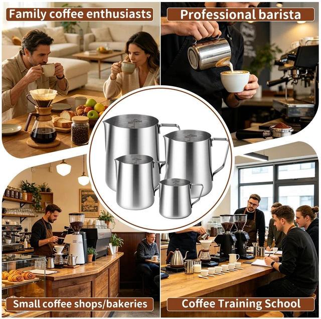 Alt view image 6 of 7 - VAKUKK Milk Forther Cup for Coffee Cappuccino Latte Art(6,550ml/18 oz) | Precision Spout,Easy Pour, Comfortable Handle,Easy Grip,Lightweight,Portable,Shatterproof,Durable