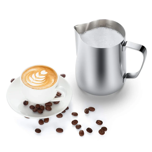 Alt view image 4 of 7 - Milk Frothing Pitcher, 32oz Steaming Pitcher Stainless Steel Espresso Machine Accessories for Coffee Bar, Cappuccino Barista Tools Milk Jug Steamer Frother Cup with Decorating Latte Art Pen