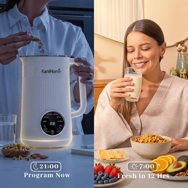 Alt view image 2 of 6 - KaniHome - Nut Milk Maker Machine, Automatic 8-in-1, 32oz | 10 Blades, Soy, Oat, Coconut, Plant-Based Drinks, Touchpad, Auto Clean, Soy Milk Maker Machine, Almond Milk
