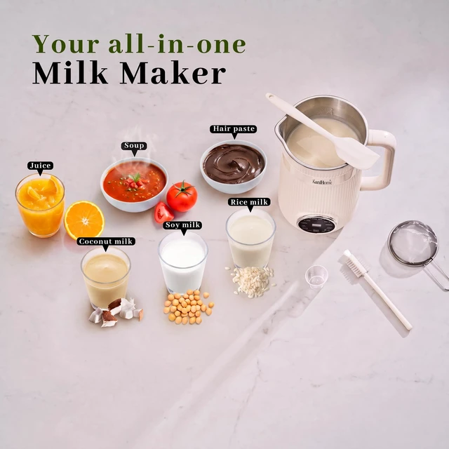 Alt view image 4 of 6 - KaniHome - Nut Milk Maker Machine, Automatic 8-in-1, 32oz | 10 Blades, Soy, Oat, Coconut, Plant-Based Drinks, Touchpad, Auto Clean, Soy Milk Maker Machine, Almond Milk