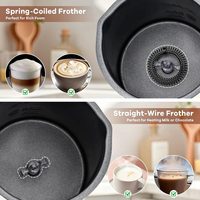Alt view image 3 of 7 - 4-in-1 Electric Milk Frother Foam Maker for Latte, Cappuccino, Coffee Lover | 11.8oz Quiet One-Touch Operation Electric Milk Steamer 120s Fast Frothing for Hot/Cold Froth, Morning Coffee Routine