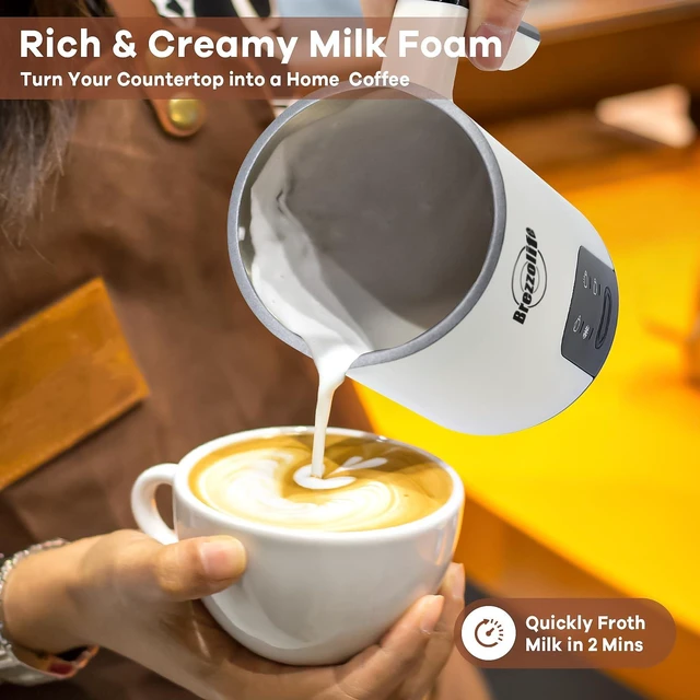 Alt view image 4 of 7 - 4-in-1 Electric Milk Frother Foam Maker for Latte, Cappuccino, Coffee Lover | 11.8oz Quiet One-Touch Operation Electric Milk Steamer 120s Fast Frothing for Hot/Cold Froth, Morning Coffee Routine