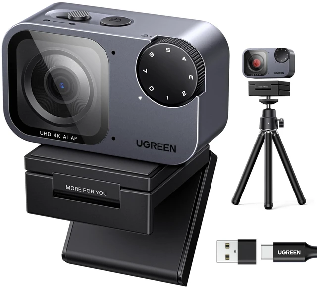 Main image of UGREEN FineCam Pro 4K Webcam with 1/2" Sensor for PC/Mac | AI Noise-Canceling Mic, Gesture Control, Face AE, PDAF, for Streaming, Conference, OBS Zoom, Switch 2, Privacy Cover & Tripod