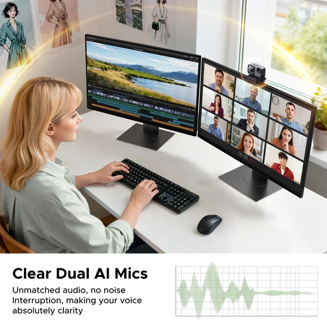 Alt view image 3 of 7 - UGREEN FineCam Pro 4K Webcam with 1/2" Sensor for PC/Mac | AI Noise-Canceling Mic, Gesture Control, Face AE, PDAF, for Streaming, Conference, OBS Zoom, Switch 2, Privacy Cover & Tripod