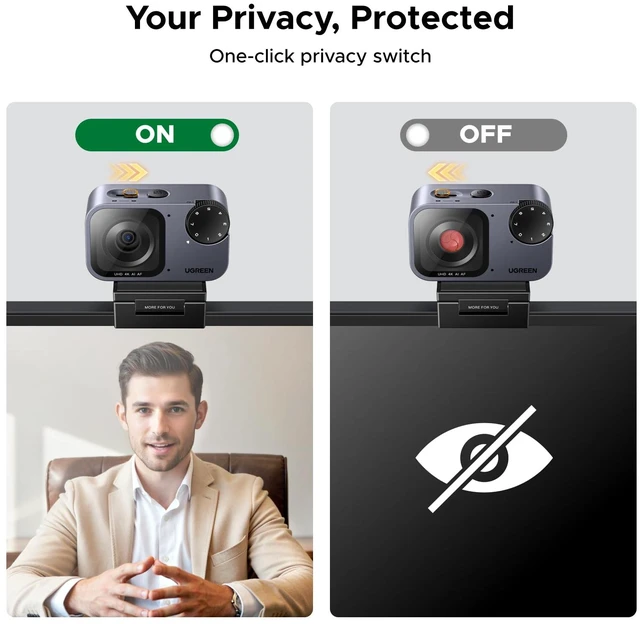 Alt view image 7 of 7 - UGREEN FineCam Pro 4K Webcam with 1/2" Sensor for PC/Mac | AI Noise-Canceling Mic, Gesture Control, Face AE, PDAF, for Streaming, Conference, OBS Zoom, Switch 2, Privacy Cover & Tripod