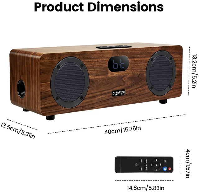 Alt view image 3 of 7 - 60W Wooden Sound Bar for Smart TV, Builtin Subwoofer, HDMI ARC Optical Coaxial Bluetooth TV Speaker, DSP Stereo Home Theater Soundbar Support AUX USB for Home Movie Party Karaoke
