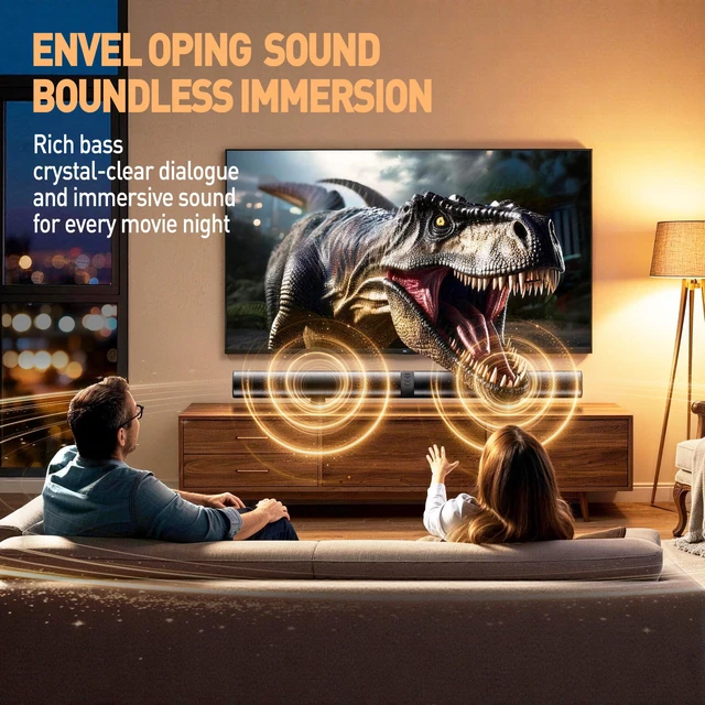Alt view image 2 of 6 - HANMOCAO Smart TV Soundbar, 2-in-1 Detachable Wireless Soundbar, 120W, Hi-Fi Sound, Bluetooth 5.3 / Optical/AUX/USB, 4 Magnetic Speakers, Compatible with TV/PC/Phone/FM, Home Theater Audio