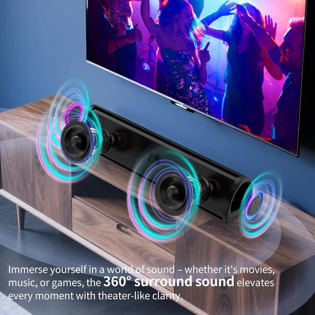 Alt view image 2 of 7 - Jierben Sound Bar for TV, Bluetooth Surround Sound System with 3D Home Theater Audio, RGB Colorful Lighting, ARC/Optical/AUX/USB Connectivity