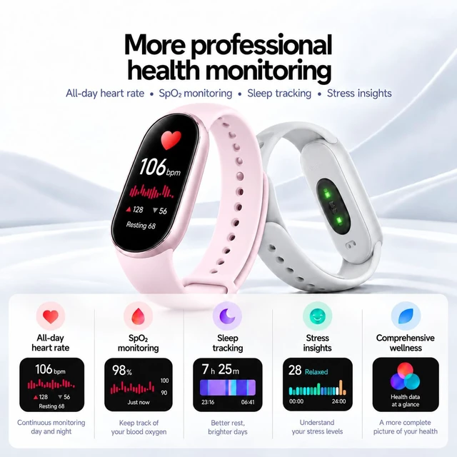 Alt view image 5 of 7 - Xiaomi Smart Band 11 (2026) Fitness Tracker Black, 1.72" AMOLED Screen, 5ATM Waterproof, Heart Rate & SpO2Monitor, Sleep HRV, 150+ Sports Modes, 21-Day Battery, Android & iOS Compatible (Silver)