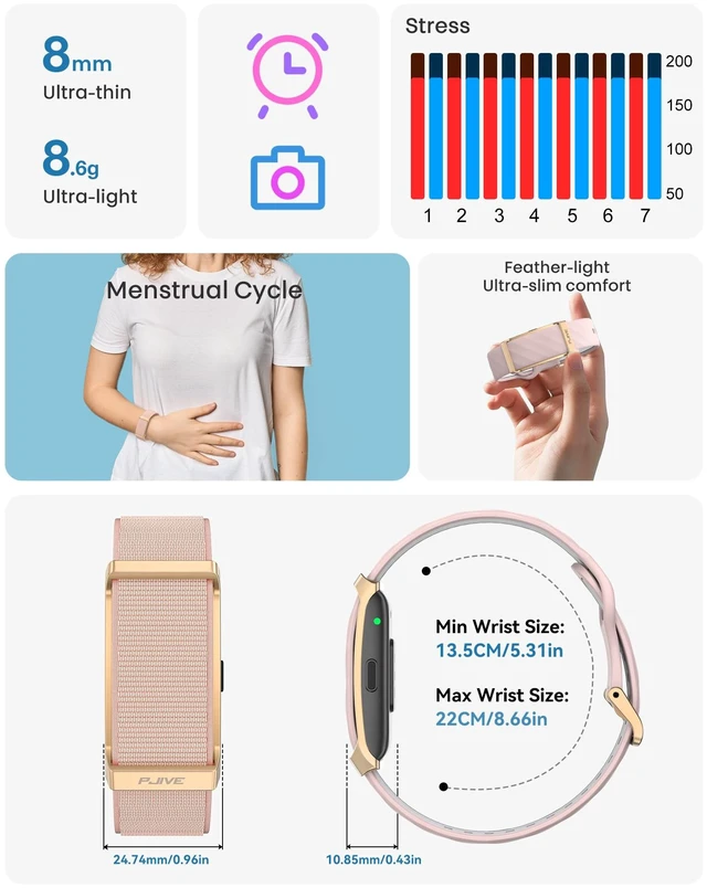 Alt view image 7 of 7 - Smart Bracelet, Health Fitness & Activity Tracker with All-Day Continuous Heart Rate/Blood Pressure Monitor, Sleep Tracker, 170+ Sport Modes, 60 Day Battery & Free App, IP68 Smart Band for Android IOS