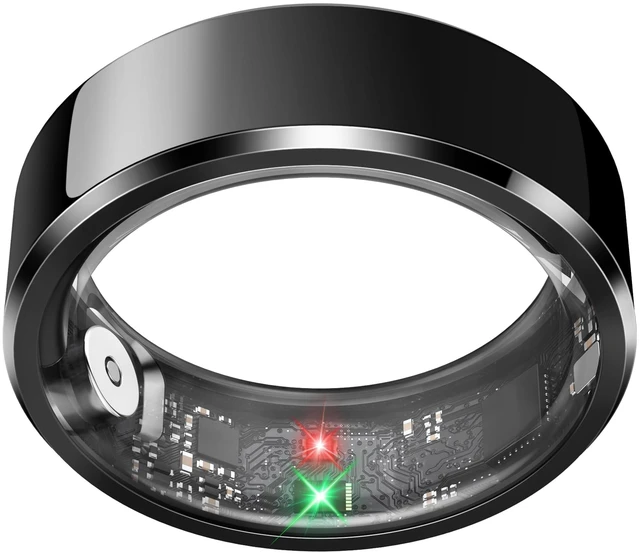 Main image of Smart Ring for Men, Fitness & Activity Tracker with Blood Pressure/Heart Rate Monitor, Sleep Tracker, Step Counter, IP68 Waterproof Ring for iOS & Android, Fast Charge, No Subscription (Black,Size10)
