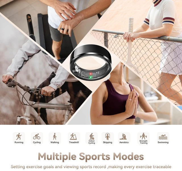 Alt view image 4 of 7 - Smart Ring for Men, Fitness & Activity Tracker with Blood Pressure/Heart Rate Monitor, Sleep Tracker, Step Counter, IP68 Waterproof Ring for iOS & Android, Fast Charge, No Subscription (Black,Size10)