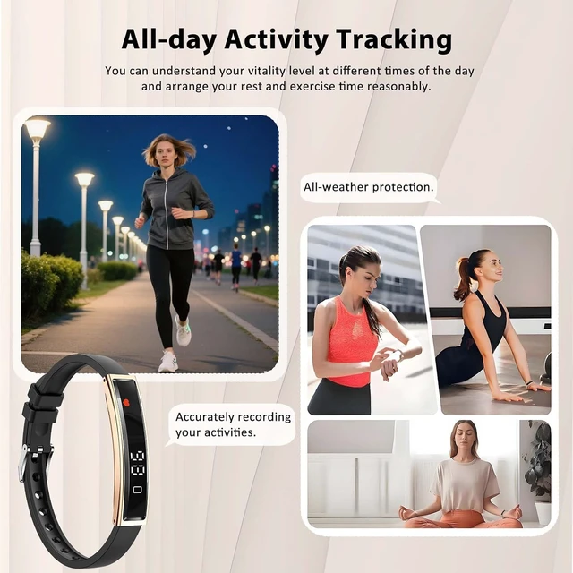 Alt view image 3 of 7 - Smart Bracelet for Women with 2 Bands Fitness 24/7 Step&Health Tracker | Heart Rate/Sleep Monitor/5ATM Waterproof/Pressure Detection/Pedometer, Fashion Wristband Multiple Sport Modes for Android iOS