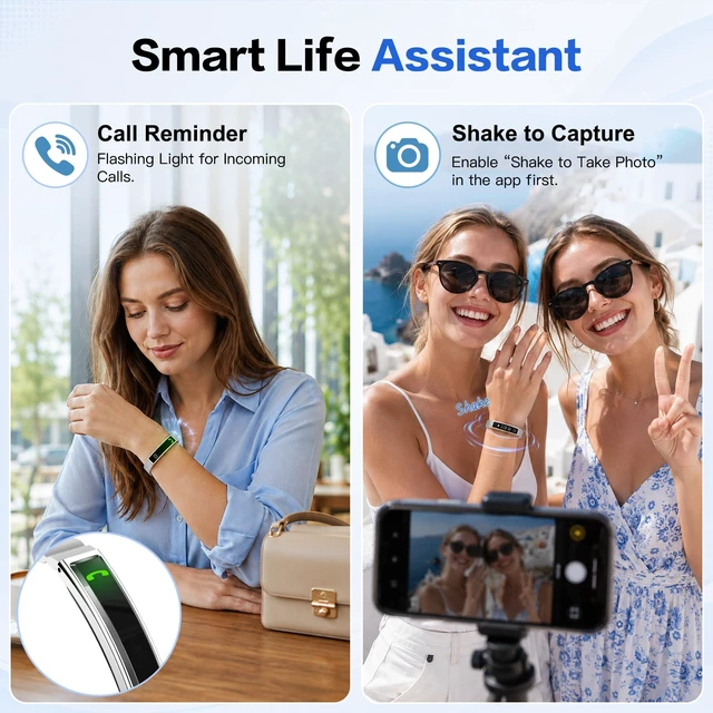 Alt view image 6 of 7 - Women, Health Activity Fitness Trackers, 24/7 Heart Rate | 24/7 Heart Rate & Stress, Sleep Tracking, Step Counter, Slim 16g Lightweight Bracelet + Free Strap, Free App, No Subscription