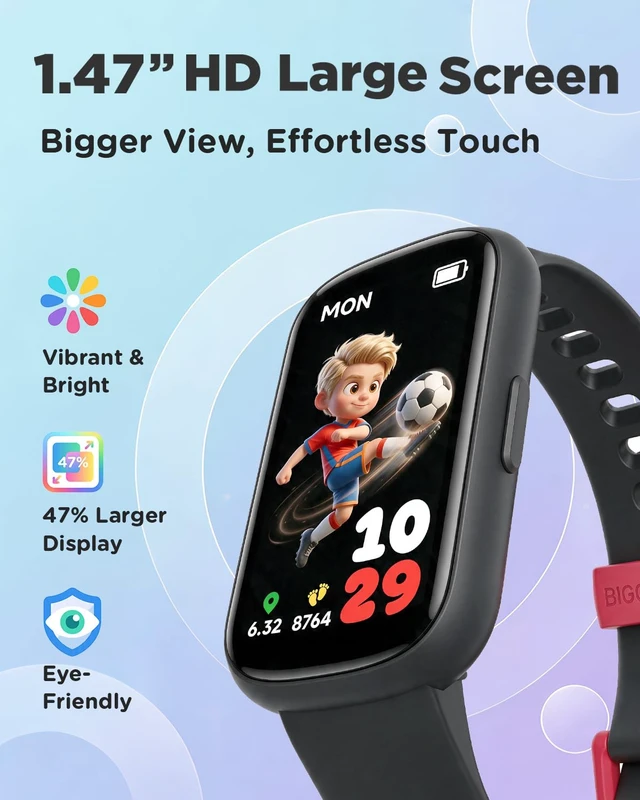 Alt view image 4 of 7 - Vigor Plus Kids Watch Fitness Tracker for Boys, No Phone Needed | Step Counter, Heart Rate, Sleep Monitor, IP68 Waterproof, Pedometer, Vibrating Alarm, 10 Sport Modes, E-pet, Ages 5-15 Black