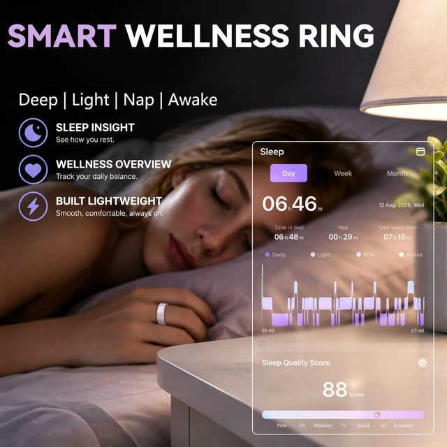 Alt view image 2 of 7 - Osawalla Smart Ring for Women,AI Health Analysis,Fitness Tracker | Sleep Tracker,Health Ring,Heart Rate,Stress,Meditation Assistance,IP68 Waterproof,No Subscription Fee,Gifts for Women(Pink,9)