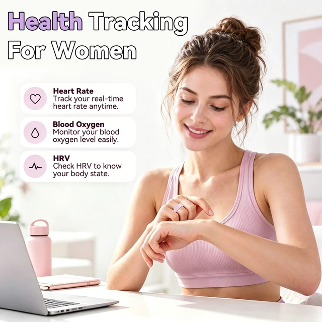Alt view image 3 of 7 - Osawalla Smart Ring for Women,AI Health Analysis,Fitness Tracker | Sleep Tracker,Health Ring,Heart Rate,Stress,Meditation Assistance,IP68 Waterproof,No Subscription Fee,Gifts for Women(Pink,9)