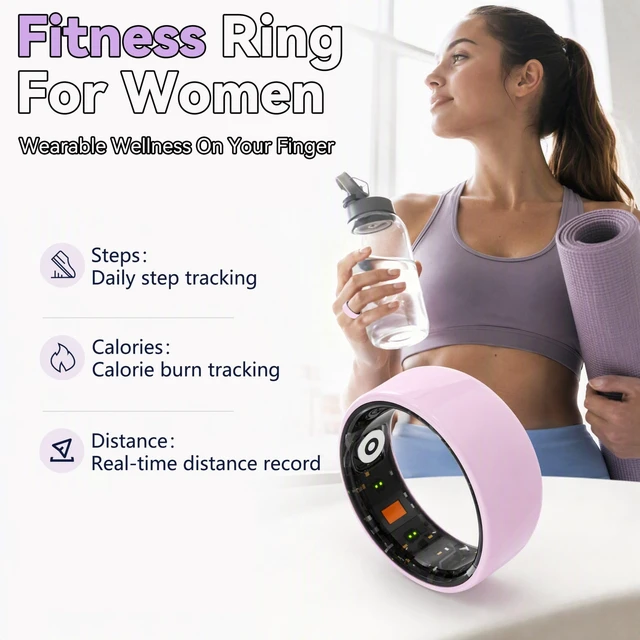 Alt view image 4 of 7 - Osawalla Smart Ring for Women,AI Health Analysis,Fitness Tracker | Sleep Tracker,Health Ring,Heart Rate,Stress,Meditation Assistance,IP68 Waterproof,No Subscription Fee,Gifts for Women(Pink,9)