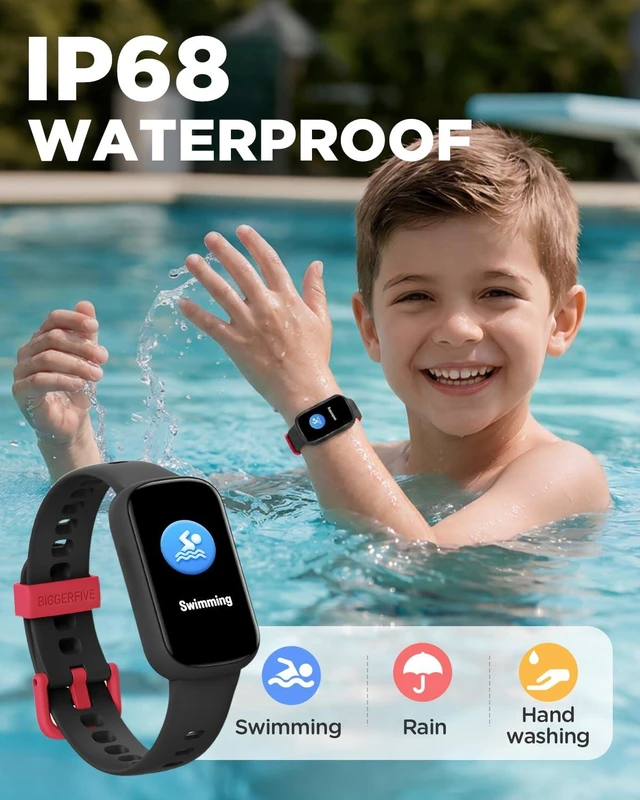 Alt view image 7 of 7 - Vigor Plus Kids Watch Fitness Tracker for Boys, No Phone Needed | Step Counter, Heart Rate, Sleep Monitor, IP68 Waterproof, Pedometer, Vibrating Alarm, 10 Sport Modes, E-pet, Ages 5-15 Black