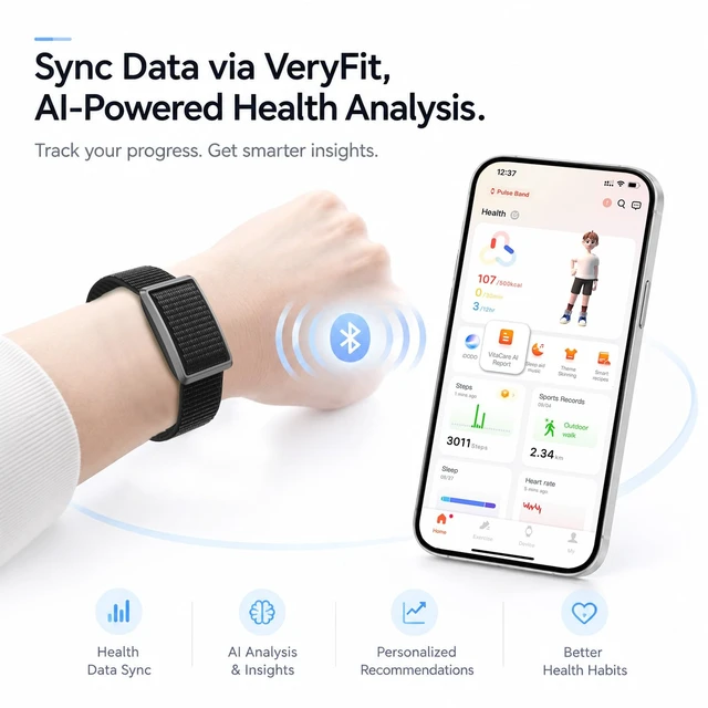 Alt view image 5 of 7 - Screenless Fitness Trackers, Smart Band for Men Women with Bluetooth 6.0 | Sleep Heart Rate SpO2 HRV Stress Step Calorie Tracker,Gesture Control,Find Bracelet,3ATM Waterproof,21-Day Battery,150+Sports