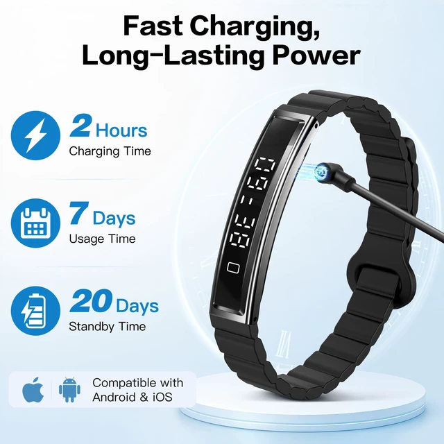 Alt view image 7 of 7 - Smart Bracelet for Women & Men, Health Activity & Fitness Tracker | 24/7 Heart Rate & Stress, Sleep Tracking, Step Counter, Slim 16g Lightweight Bracelet + Free Strap, Free App, No Subscription