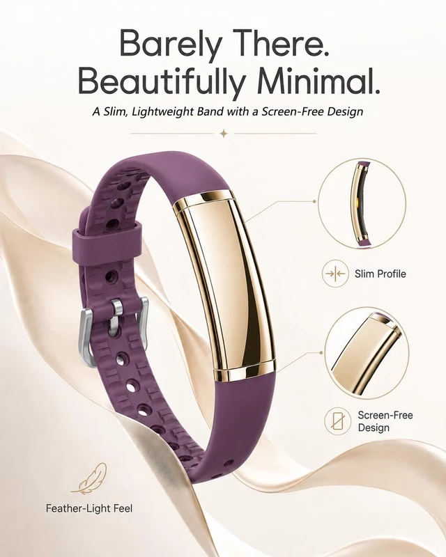 Alt view image 2 of 7 - MorePro Screenless Fitness Tracker for Women and Men, Wellness Wearable | 24/7 Heart Rate, Blood Pressure, Blood Oxygen, HRV and Sleep Tracking, No Subscription, for iPhone and Android