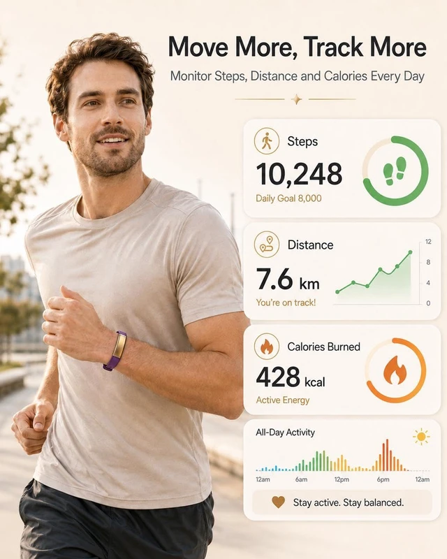Alt view image 6 of 7 - MorePro Screenless Fitness Tracker for Women and Men, Wellness Wearable | 24/7 Heart Rate, Blood Pressure, Blood Oxygen, HRV and Sleep Tracking, No Subscription, for iPhone and Android