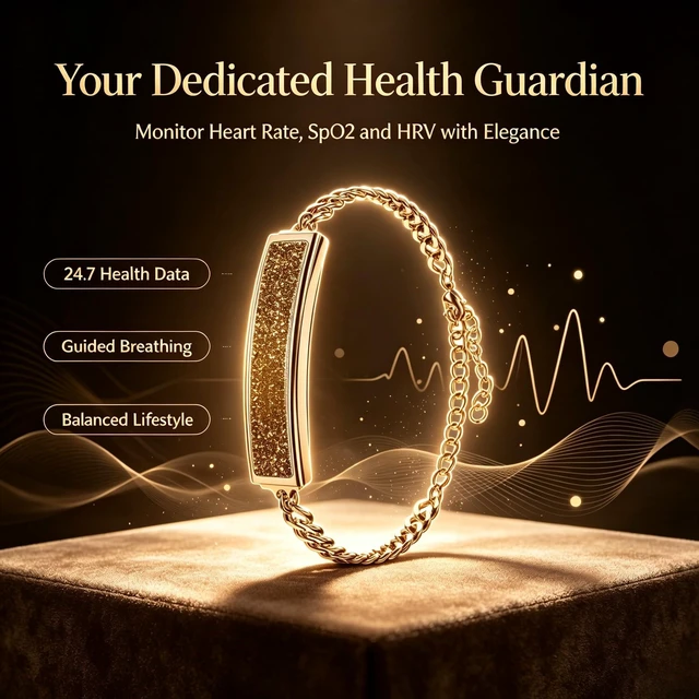 Alt view image 2 of 7 - Smart Bracelet for Women, Activity Fitness Trackers Bracelet, Sleep Tracker Smart Band, Health Bracelets with 24/7 Monitor,Stress,Women's Health Tracking, Gold