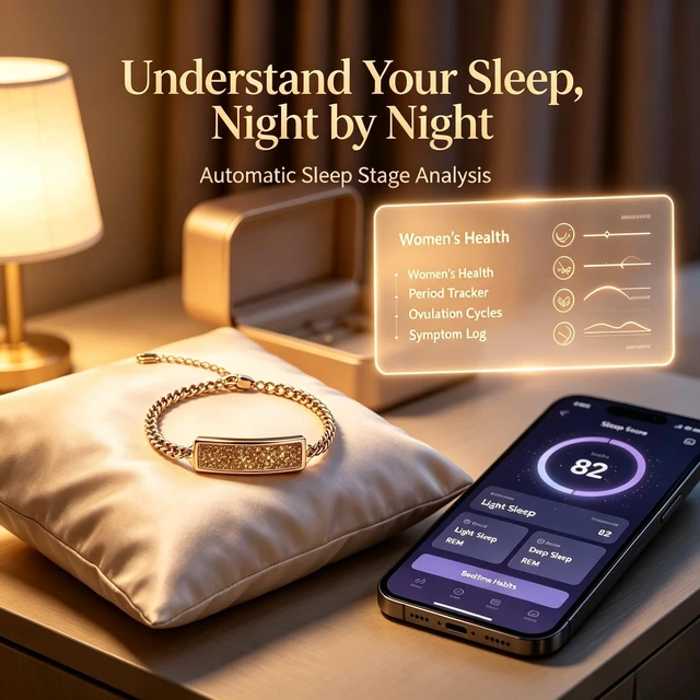 Alt view image 3 of 7 - Smart Bracelet for Women, Activity Fitness Trackers Bracelet, Sleep Tracker Smart Band, Health Bracelets with 24/7 Monitor,Stress,Women's Health Tracking, Gold