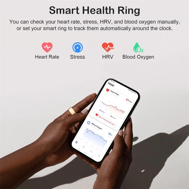 Alt view image 3 of 7 - Smart Ring for Women Men, Sleep Activity Health Tracking Ring, Gold 8 | Fitness Ring for Slim Lightweight Comfortable, Waterproof Scratch Resistan, Up to 5 Days of Battery Life, No Subscription Fee