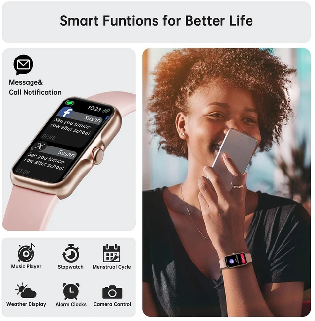 Alt view image 5 of 7 - Sunorshop Health Fitness Tracker, Smart Watch with 24/7 Heart Rate and Blood Oxy-gen Monitor, Sleep Tracker with IP68 Waterproof, Activity Tracker Pedometer Step Counter for Women Men