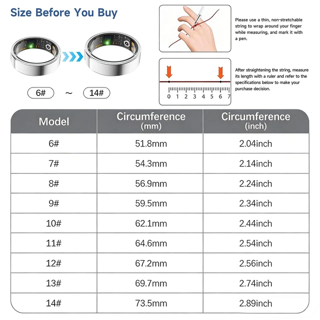 Alt view image 2 of 7 - Smart Ring for Women Men, Health Tracker, Fitness Ring (Silver, 8#) | Sleep Monitor, Heart Rate, Blood Oxygen Step Counter, IP68 Waterproof Fit Ring No Subscription, iOS & Android Compatible