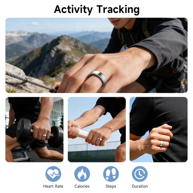 Alt view image 5 of 7 - Smart Ring for Women Men, Health Tracker, Fitness Ring (Silver, 8#) | Sleep Monitor, Heart Rate, Blood Oxygen Step Counter, IP68 Waterproof Fit Ring No Subscription, iOS & Android Compatible