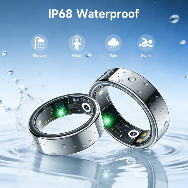 Alt view image 6 of 7 - Smart Ring for Women Men, Health Tracker, Fitness Ring (Silver, 8#) | Sleep Monitor, Heart Rate, Blood Oxygen Step Counter, IP68 Waterproof Fit Ring No Subscription, iOS & Android Compatible