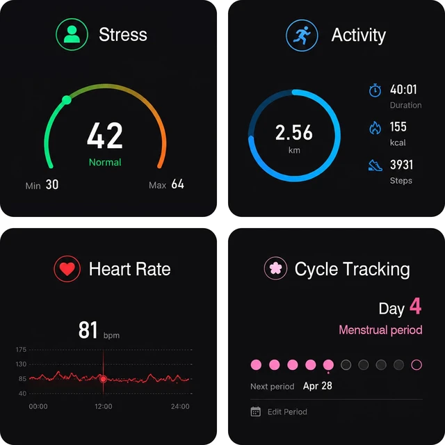 Alt view image 2 of 6 - Screenless Fitness Tracker for Men Women, for iOS & Android (2 Bands) | Smart Bracelet with Sleep/Heart Rate/Blood Oxygen Monitor, 35-Day Battery Life/176 Sports Modes/AI Health Analysis/Waterproof