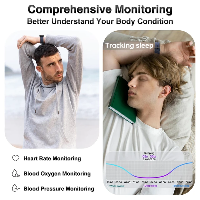 Alt view image 3 of 7 - Fitness Tracker, Smart Watches for Women Men with 24/7 Heart Rate/Blood Pressure/Blood Oxygen Monitor, Sleep Tracker, Calories&Step Counter, IP68 Waterproof Health Activity Trackers for Android&iPhone