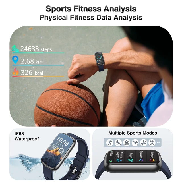 Alt view image 4 of 7 - Fitness Tracker, Smart Watches for Women Men with 24/7 Heart Rate/Blood Pressure/Blood Oxygen Monitor, Sleep Tracker, Calories&Step Counter, IP68 Waterproof Health Activity Trackers for Android&iPhone