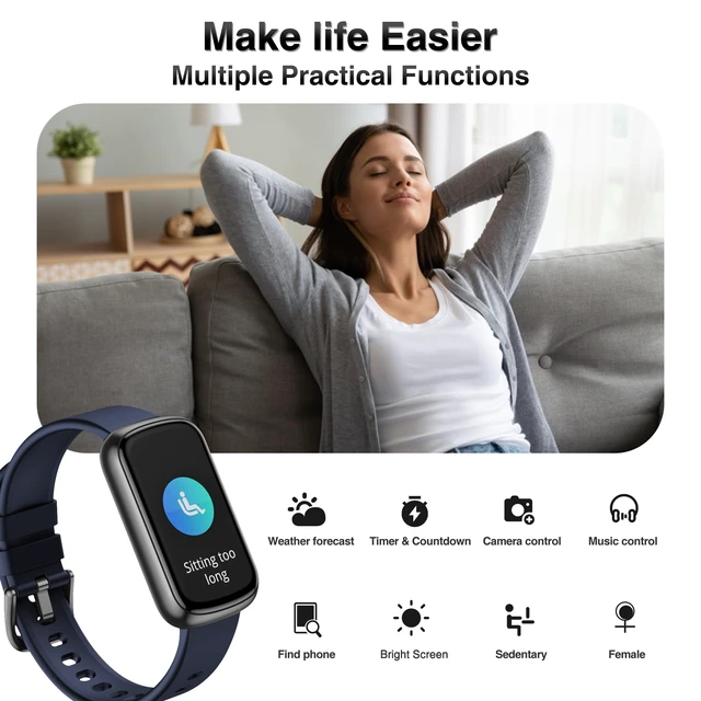 Alt view image 5 of 7 - Fitness Tracker, Smart Watches for Women Men with 24/7 Heart Rate/Blood Pressure/Blood Oxygen Monitor, Sleep Tracker, Calories&Step Counter, IP68 Waterproof Health Activity Trackers for Android&iPhone