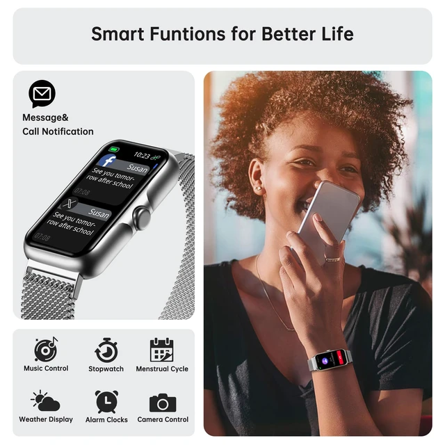 Alt view image 5 of 7 - Health Fitness Tracker, Smart Watch with 24/7 Heart Rate and Blood Oxy-gen Monitor, Sleep Tracker with IP68 Waterproof, Activity Tracker Pedometer Step Counter for Women Men