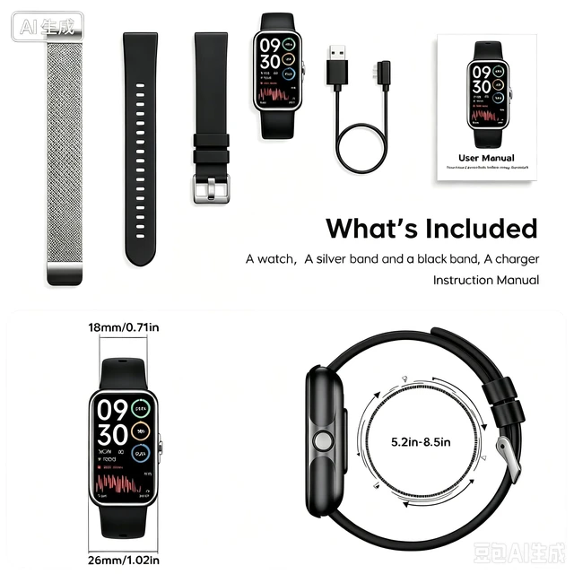 Alt view image 7 of 7 - Health Fitness Tracker, Smart Watch with 24/7 Heart Rate and Blood Oxy-gen Monitor, Sleep Tracker with IP68 Waterproof, Activity Tracker Pedometer Step Counter for Women Men