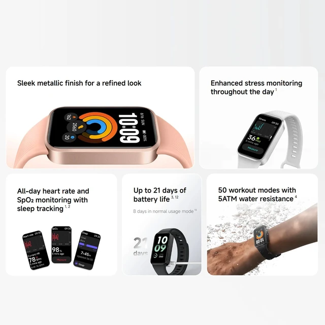 Alt view image 2 of 7 - Xiaomi Smart Band 11 Active Fitness Tracker, 1.47" 60Hz Display, 21-Day Battery Life, 5ATM Waterproof for Swimming, Heart Rate & Sleep Monitor, 50 Workout Modes, Activity Tracker for Android iOS
