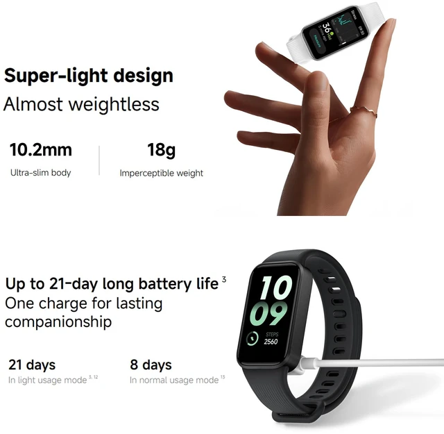 Alt view image 6 of 7 - Xiaomi Smart Band 11 Active Fitness Tracker, 1.47" 60Hz Display, 21-Day Battery Life, 5ATM Waterproof for Swimming, Heart Rate & Sleep Monitor, 50 Workout Modes, Activity Tracker for Android iOS