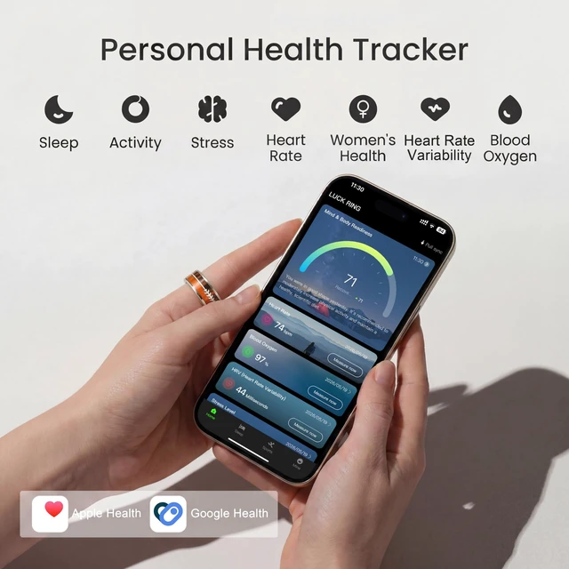 Alt view image 4 of 7 - Smart RingFitness&Health Tracker,Heart Rate,SpO2,Sleep,No Sub | IP68 Remote Camera, Stress Monitor, Activity Tracker, Health Ring, iOS & Android, Gift for Women & Men Size 9